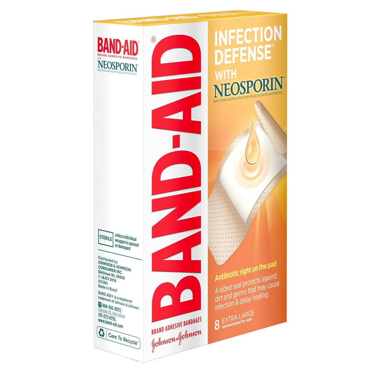 Band-Aid Plus Antibiotic Adhesive Bandages, Extra Large - 8 Each